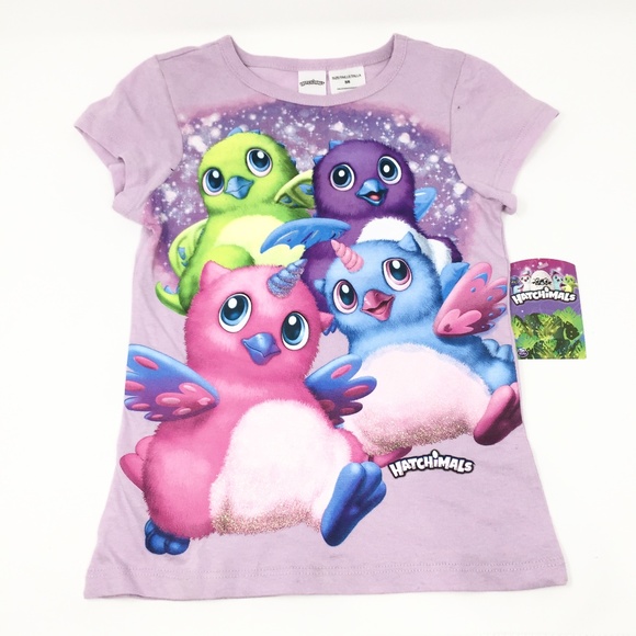 NWT Girls Purple Hatchimals Short Sleeve Graphic Tshirt